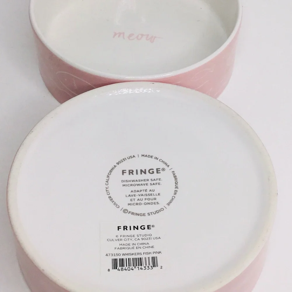 2 Meow Bowl Pet Food Water Dish Ceramic by Fringe Studio 6.5